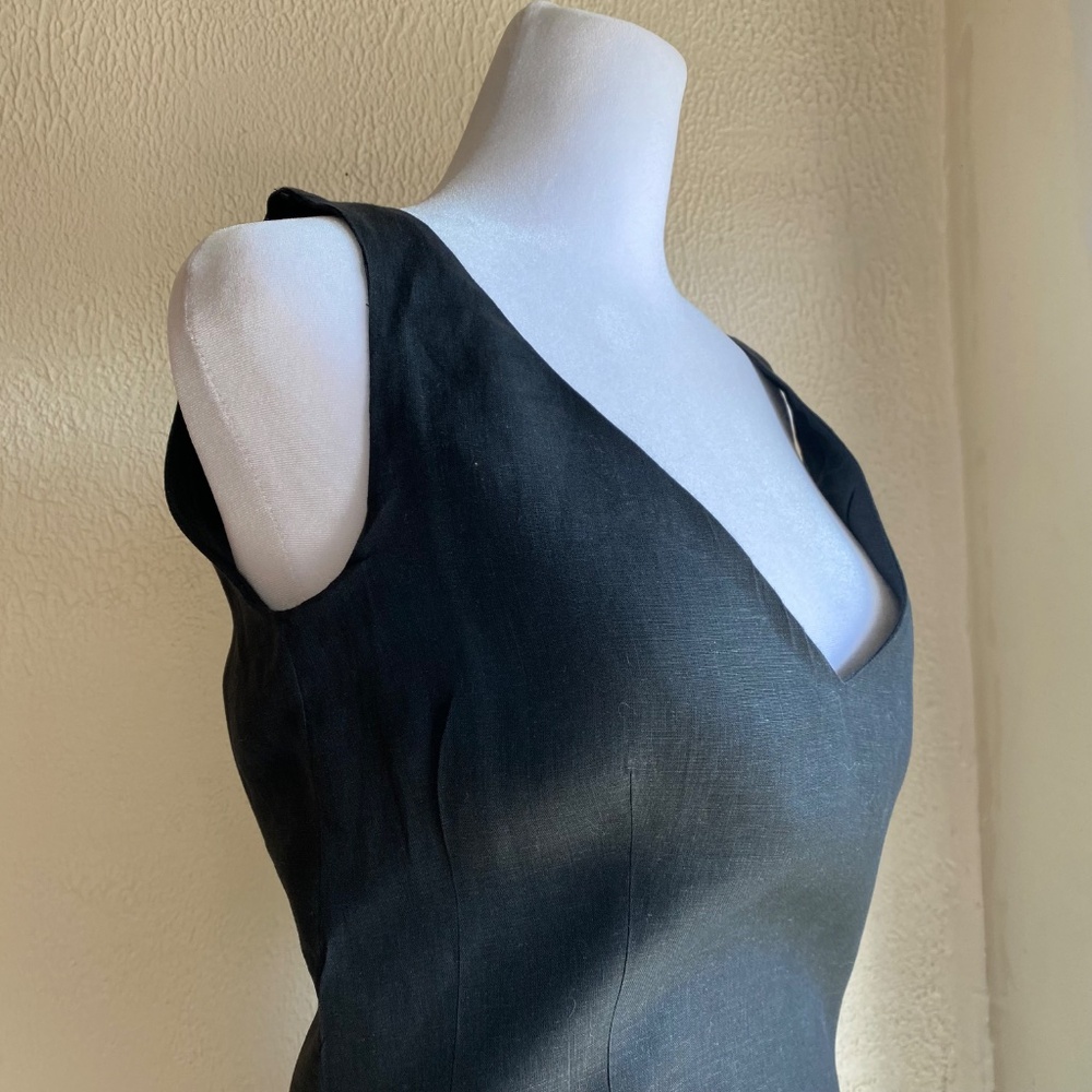 Vintage late 80's Donna Karan black label, black linen dress NEVER WORN Sz 8 - Picture 5 of 15